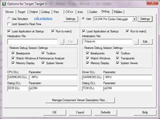 Debug setting