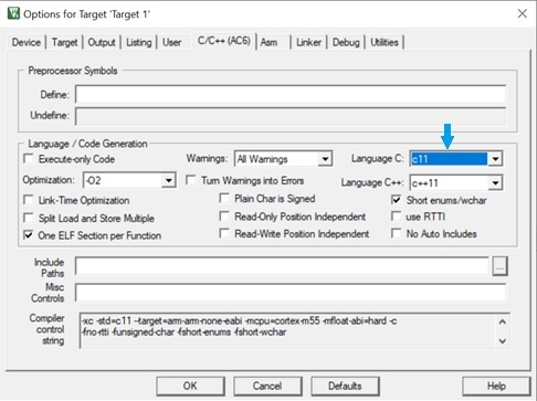 C11 option in Keil MDK