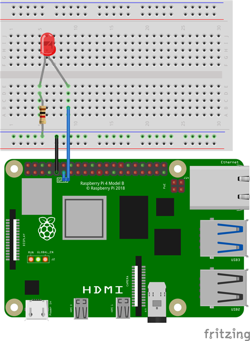 Raspberry Pi Breadboard with LED